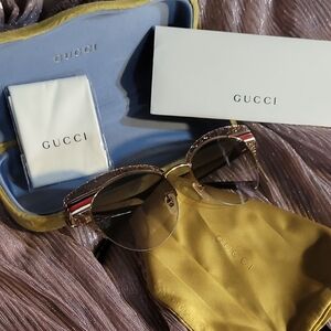 Gucci Sunglasses with Case - Gold and Brown specks of gold throughout  STUNNING